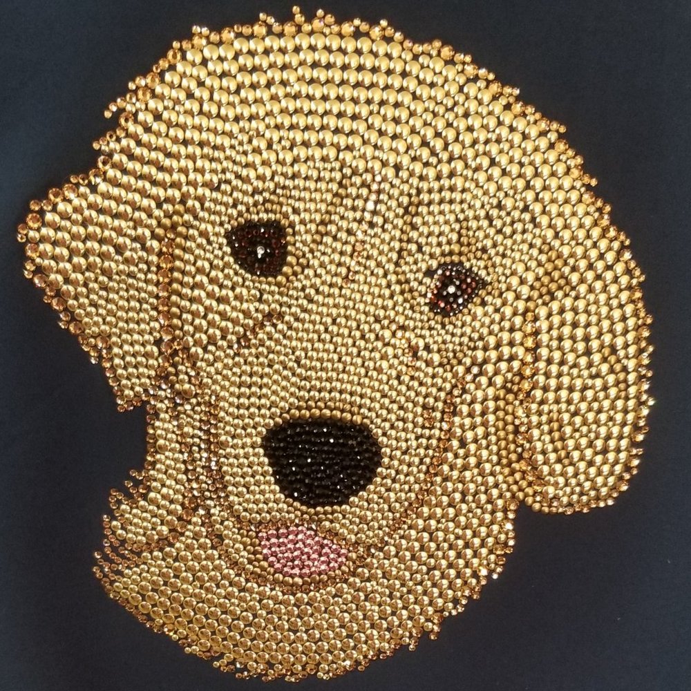 Golden Retriever Dog Design in 100% Swarovski Elements Vest Size XL Extra Large
